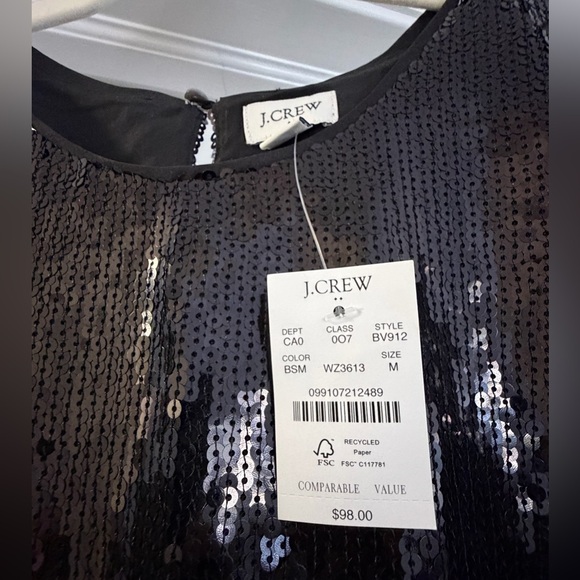 NWT: J. Crew Factory Black Sequin Shell Top, Size Medium - Picture 5 of 8